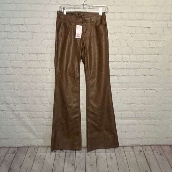 wild fable Pants - Wild Fable Faux Leather Pants – Size 0 – Brown – Flare Leg